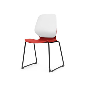 Sylex Kaleido Chair Sled Base Polypropylene White Back Red Seat