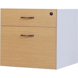 Logan Fixed Pedestal 1 Drawer 1 File 476W x 470D x 450mmH White and Oak