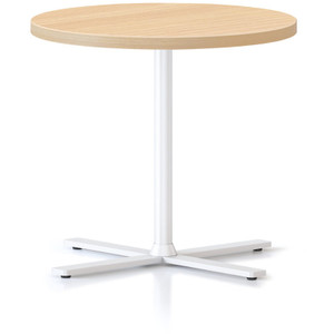 Kolo Side & Coffee Table-500 DIAM X 457H 25MM Natural Oak Table Top White Satin P/C Base