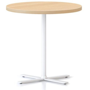 Kolo Side & Coffee Table,600DIAM X 587H 25MM Natural Oak Table Top,White Satin P/C Base