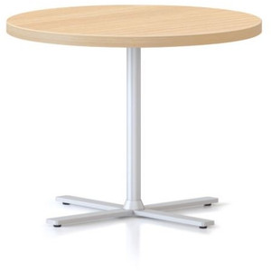 Kolo Side & Coffee Table,600DIAM X 457H 25MM Natural Oak Table Top,White Satin P/C Base