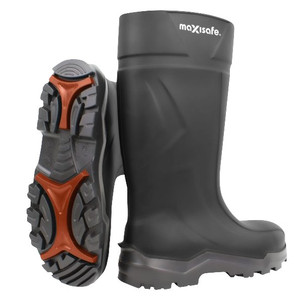 XtremeGrip Black Polyurethane Gumboots - Size 4 Pair