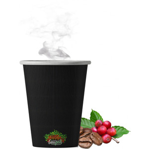 Gusspak 8oz Double Wall Black Ripple Cups Sleeve Of 25