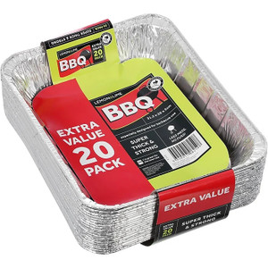 20 Aluminum BBQ Foil Trays 31.5 x 26 x 5CM
