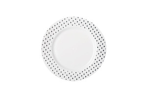 190mm Heavy Duty Lunch Plate With Silver Dot Rim, Pack of 6