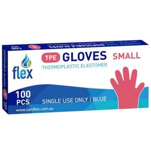 Thermoplastic Elastomer (TPE) Disposable Gloves Blue, Size Small, Pack of 100