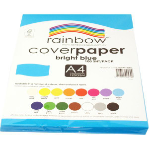 RAINBOW COVER PAPER 125GSM A4 Bright Blue Pack of 500 sheets (5 packs of 100)