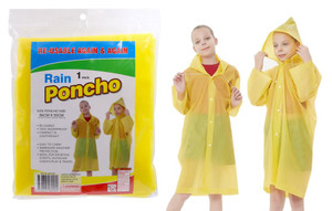 Kids Heavy-Duty Reusable PVC Rain Poncho, Each