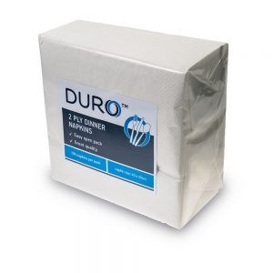 DURO 2 PLY DINNER NAPKINS WHITE Ctn1000