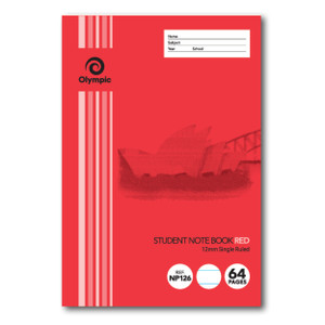 Olympic NSW Student Book NP126 250 x 175mm 64 Page 12mm Red (197744)