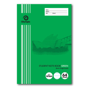 Olympic NSW Student Book NP864 250 x 175mm 64 Page 8mm Green (197745)