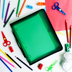 Bantex Translucent ZiPPer Binder PP A4 3-O Ring 25mm - Green (20835)