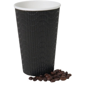 PAPER COFFEE CUPS Black Ripple 16oz (473ml) Bx500  R613S0029
