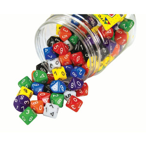 Dice: 10 Face 0-9 Jar - 100pc