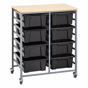 Double Tote Tray Trolley Kits - Double Kit - Black