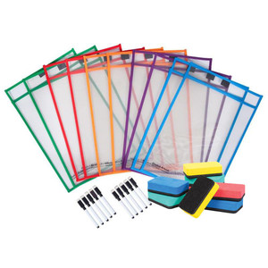 Write n Wipe Paper Saver Sleeves - A4 Pack of 10 - inc Pens & Erasers