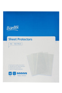 Bantex Heavy Duty Sheet Protectors PP A4 120 Micron - Clear, Box of 100 (2051)