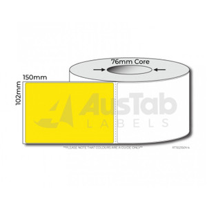 AUSTAB Direct Thermal Transfer Labels 102mm x 150mm, 76mm core - Yellow, Roll of 1000 Labels