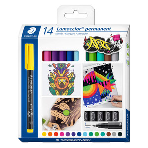 Staedtler 318 Lumocolor Permanent Fine - Art Pack of 14 Assorted Colours