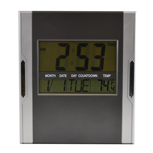 ITALPLAST Digital Wall/Desk Clock - Silver/Grey, Each