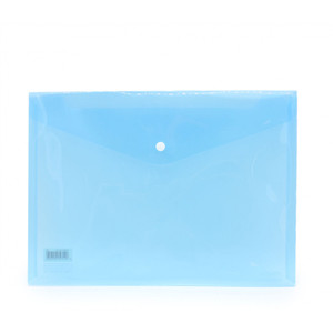 Deli Document Wallet Plastic A4 Button Closure Blue, Pack of 12