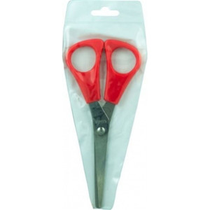 OSMER RIGHT HANDED SCISSORS Red Handle 140mm + Wooden Scissor Holder Pack of 30