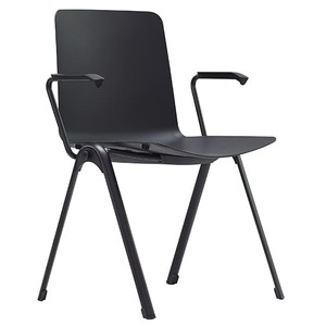 Aria Hospitality Chair in Black Plastic with Arms