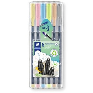 Staedtler 334 SB6 PA Triplus Fineliner, Wallet of 6 Assorted Pastel Colours