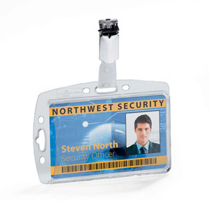 DURABLE ID SECURITY PASS HOLDER SET ACRYLIC WITH ROTATING CLIPS PACK 10