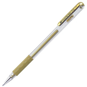 Pentel Hybrid Grip Gel Pen 0.8mm Medium Nib Gold, Box of 12