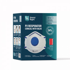 Shield Right P2 Conical Disposable Respirator, with Valve Pack of 12