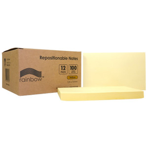 Rainbow FSC Mix Credit Repositional Yellow Notes 125 x 76mm 100 Sheets Pad, Pack of 12