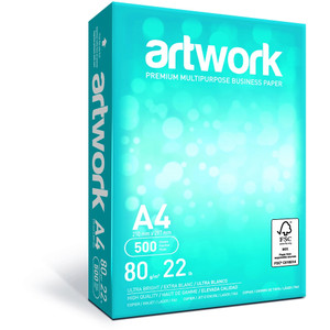 Artwork A4 Copy Paper 500 Sheet Ream 160 CIE 80gsm FSC Certified 5 Reams