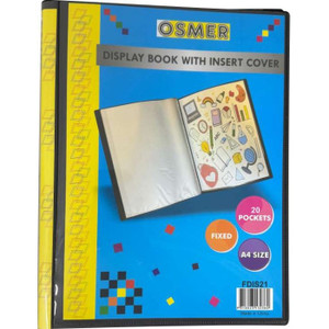DISPLAY BOOK FIXED 20 POCKET - A4 - WITH INSERT COVER & SPINE - BLUE