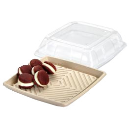 Sabert Clear Lid Only PET for 12" (306 x 306 x 74mm) Square Pulp Platter, Pack of 25