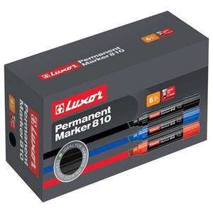 Luxor Jumbo Permanent Marker 810, Black, Box of 6