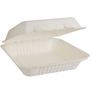Clamshell Dinner Box Natural Fibre White Large CTN200