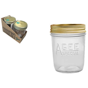 Agee Embossed Glass Jar with Lid 450ml (8.5cm Dia x 12cm H)