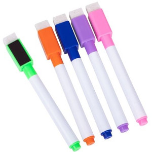 Creative Kids Write N Wipe Markers w/ Eraser Tip Pack of 5 Assorted Colour