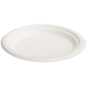 Sugarcane Round Plate 174mm X 15mm (7″) White, Carton of 1000