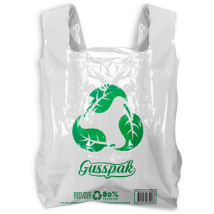 Gusspak BX-Large White Reusable Singlet Checkout Bags 560mm x 350mm + 18mm 42um Gusset Carton 500