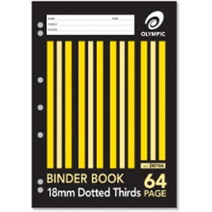 OLYMPIC DOTTED THIRDS BINDER BOOK DB186 A4 297 x 210mm, 64 Pages, 18mm Dotted Thirds Ruled with Margin (OLD CODE: SPP-140830) *** ETA November 2022 ***