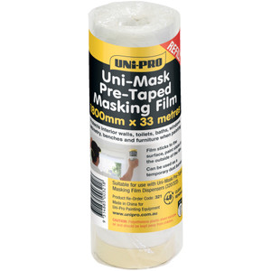 UNi-PRO Uni-Mask Masking Tape and Pull-Down Plastic Drop Sheet 1800mm x 33m Refill, Each