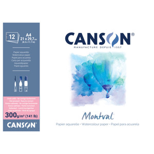 Canson Montval 300gsm Pad Hot Pressed A4 12 Sheets, Each