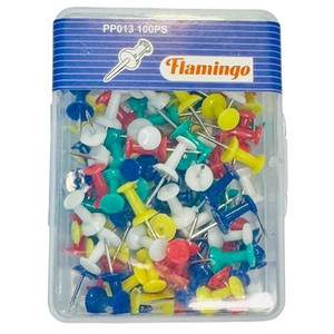 Flamingo Strong & Durable Office/ Push Pins Assorted Colours, Pack of 100