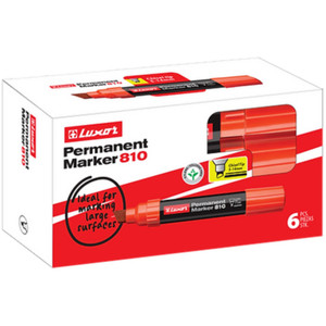 Luxor Jumbo Permanent Marker 810, Red Box of 6