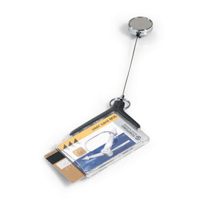 DURABLE ID CARD HOLDER ACRYLIC DELUXE PRO DUO WITH REEL RETAIL PACK