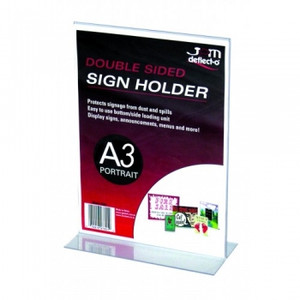 DEFLECT-O SIGN/MENU HOLDER A3 Portrait Double Sided