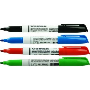 OSMER FINE WHITEBOARD MARKER Bullet Tip 1.3mm line - Black Pk12
