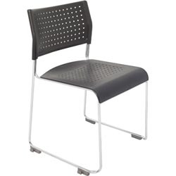 WIMBLEDON CHROME SLED CHAIR Black Poly Seat & Back
